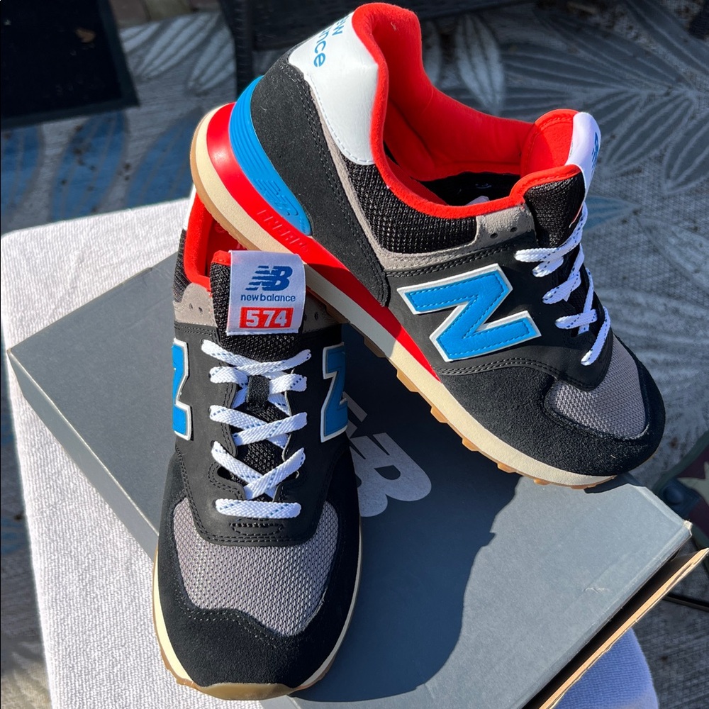 New Balance 574 Core Plus Men's 11 Classic Phantom Blue & Red Retro Sneakers